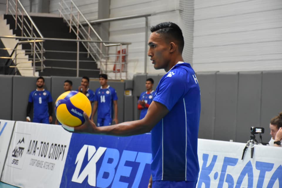 काभा पुरुष भलिबल: किर्गिस्तानसँग खेल्दै नेपाल